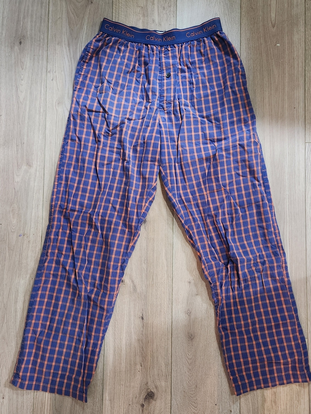 Calvin Klein Navy and Orange Plaid Pajama Pants